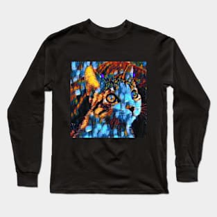 Abstract Colorful Cat Painting Long Sleeve T-Shirt